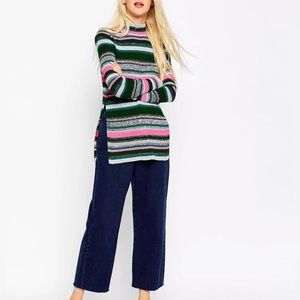 ASOS Sparkle Stripe High Neck Knit Sweater Sz 6